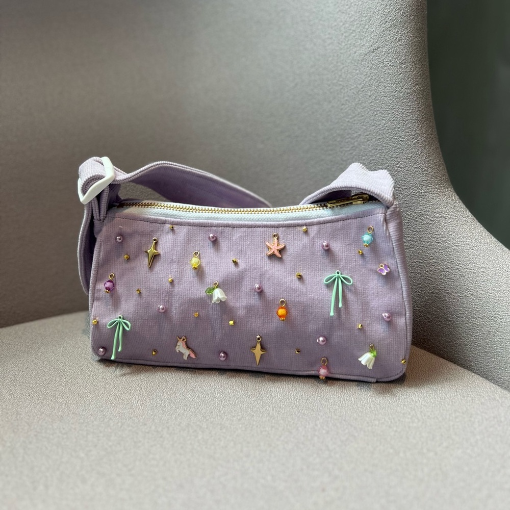 Handmade Pastel Purple Shoulder Bag